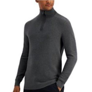 NWT Alfani Men's Quarter-Zip Sweater, Created for Macy's, Gray Size Large